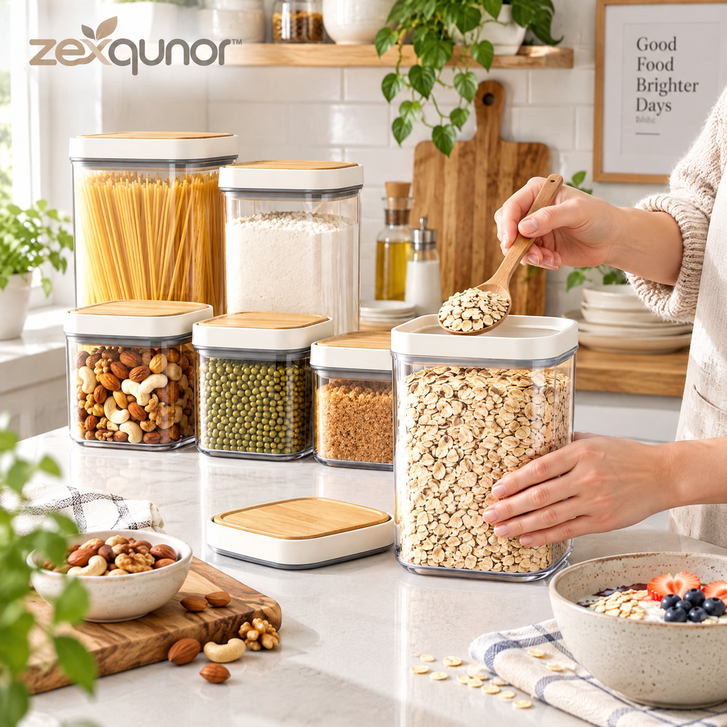 zexqunor™ Bamboo Lid Food Storage Container Set