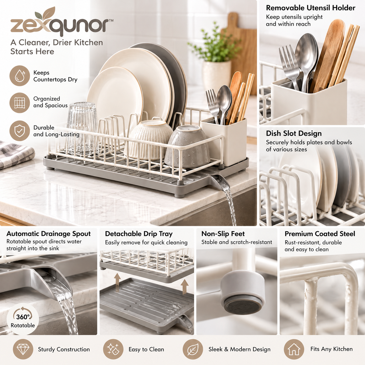 zexqunor™ Modern Dish Drying Rack