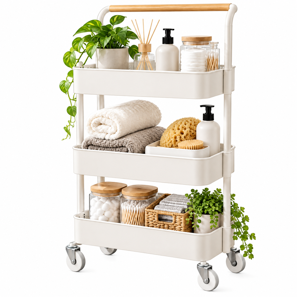 zexqunor™ 3-Tier Rolling Storage Cart