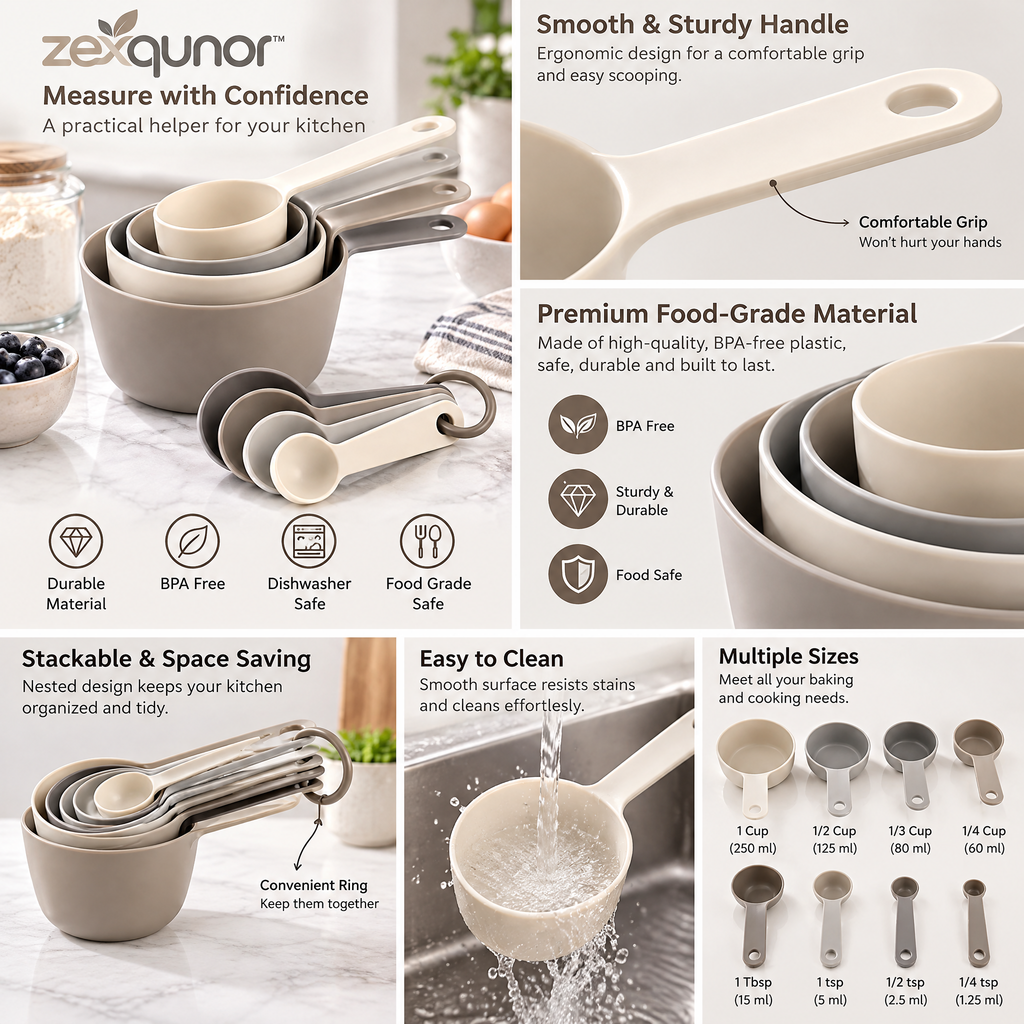 zexqunor™ Neutral Measuring Cup & Spoon Set