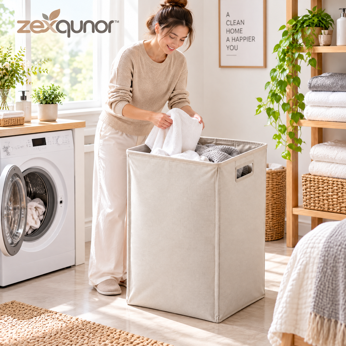 zexqunor™ Foldable Fabric Laundry Storage Basket