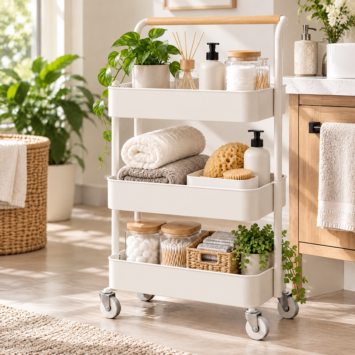 zexqunor™ 3-Tier Rolling Storage Cart